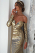 Deep V-Neck Mermaid Gold Beaded Prom Dress ,Cheap Prom Dresses GJS223